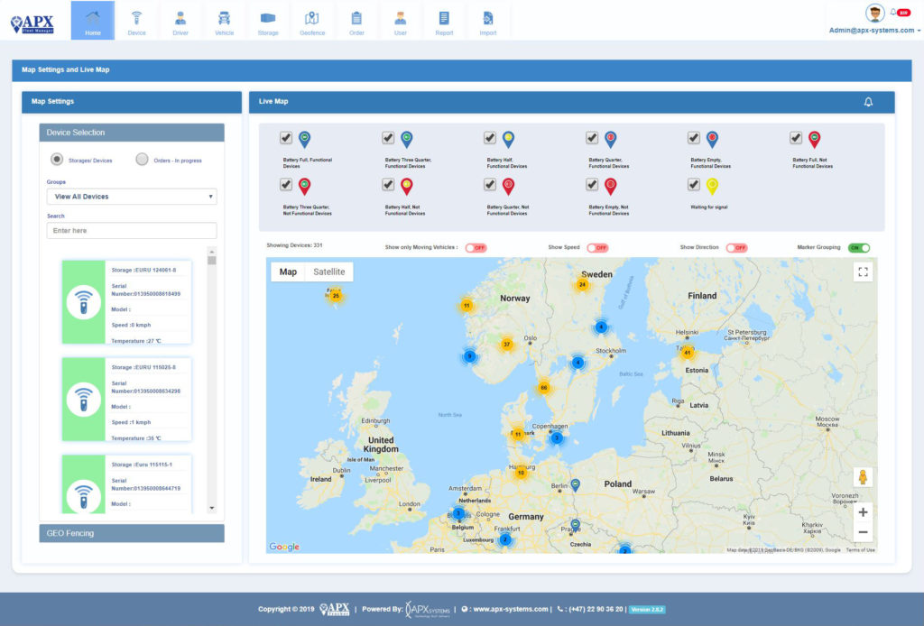 IntelliTrack software Tracker med GPS for  flåtestyring